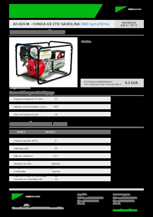 Agregaty prądotwórcze z silnikiem spalinowym INMESOL AH 620-M