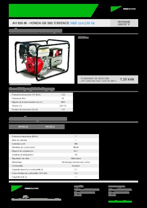 Agregaty prądotwórcze z silnikiem spalinowym INMESOL AH 900-M