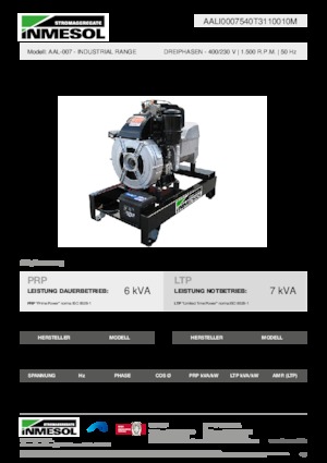 Agregaty prądotwórcze z silnikiem wysokoprężnym INMESOL AAL-007