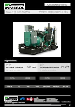 Agregaty prądotwórcze z silnikiem wysokoprężnym INMESOL AV-550