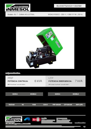 Agregaty prądotwórcze z silnikiem wysokoprężnym INMESOL BL-7