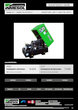 Agregaty prądotwórcze z silnikiem wysokoprężnym INMESOL BL-7