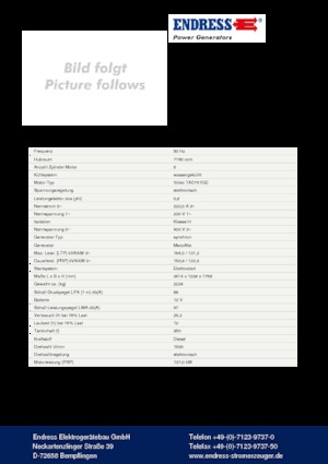 Agregaty prądotwórcze z silnikiem wysokoprężnym Endress ESE 165 VW/AS