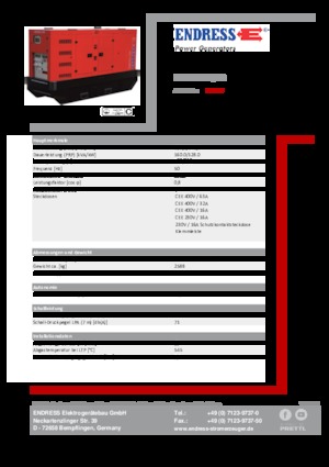 Agregaty prądotwórcze z silnikiem wysokoprężnym Endress ESE 180 JW/RS