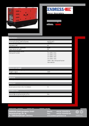 Agregaty prądotwórcze z silnikiem wysokoprężnym Endress ESE 180 JW/RS