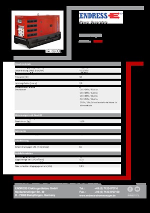 Agregaty prądotwórcze z silnikiem wysokoprężnym Endress ESE 45 YW/RS