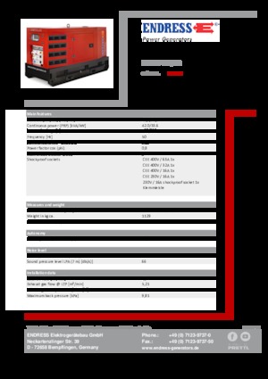 Agregaty prądotwórcze z silnikiem wysokoprężnym Endress ESE 45 YW/RS