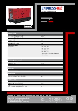 Agregaty prądotwórcze z silnikiem wysokoprężnym Endress ESE 67 IW/RS
