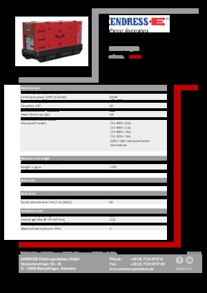 Agregaty prądotwórcze z silnikiem wysokoprężnym Endress ESE 67 IW/RS