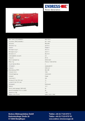 Agregaty prądotwórcze z silnikiem wysokoprężnym Endress ESE 67 PW/MS