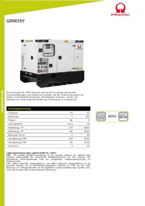 Agregaty prądotwórcze z silnikiem wysokoprężnym PRAMAC Lifter GRW 35 Y
