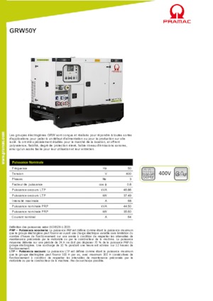 Agregaty prądotwórcze z silnikiem wysokoprężnym PRAMAC Lifter GRW 50 Y