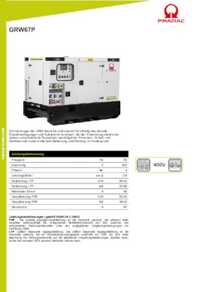 Agregaty prądotwórcze z silnikiem wysokoprężnym PRAMAC Lifter GRW 67 P