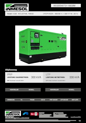 Agregaty prądotwórcze z silnikiem wysokoprężnym INMESOL II-335