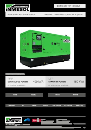 Agregaty prądotwórcze z silnikiem wysokoprężnym INMESOL II-440