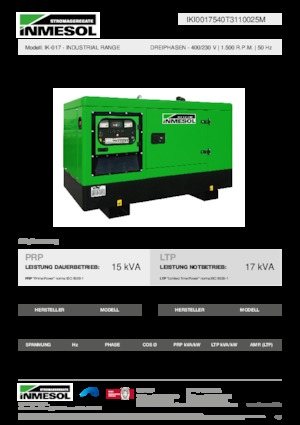 Agregaty prądotwórcze z silnikiem wysokoprężnym INMESOL IK-017