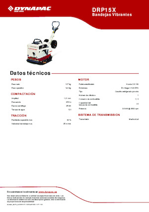 Rewersyjne Zagęszczarki / płyty wibracyjne Dynapac DRP15X