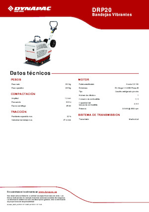 Rewersyjne Zagęszczarki / płyty wibracyjne Dynapac DRP20