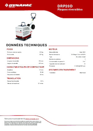 Rewersyjne Zagęszczarki / płyty wibracyjne Dynapac DRP20D