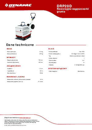 Rewersyjne Zagęszczarki / płyty wibracyjne Dynapac DRP20D
