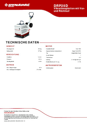 Rewersyjne Zagęszczarki / płyty wibracyjne Dynapac DRP25D
