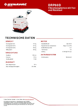 Rewersyjne Zagęszczarki / płyty wibracyjne Dynapac DRP60D