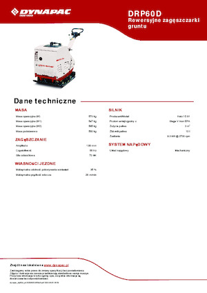 Rewersyjne Zagęszczarki / płyty wibracyjne Dynapac DRP60D