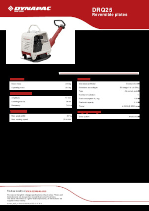 Rewersyjne Zagęszczarki / płyty wibracyjne Dynapac DRQ25