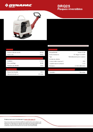 Rewersyjne Zagęszczarki / płyty wibracyjne Dynapac DRQ25