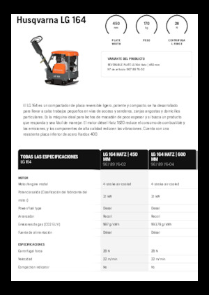 Rewersyjne Zagęszczarki / płyty wibracyjne Husqvarna LG 164