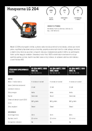 Rewersyjne Zagęszczarki / płyty wibracyjne Husqvarna LG 204