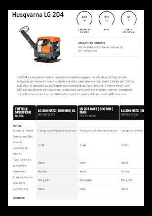 Rewersyjne Zagęszczarki / płyty wibracyjne Husqvarna LG 204