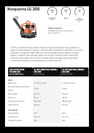 Rewersyjne Zagęszczarki / płyty wibracyjne Husqvarna LG 300