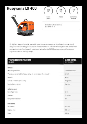 Rewersyjne Zagęszczarki / płyty wibracyjne Husqvarna LG 400