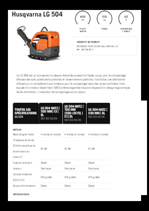 Rewersyjne Zagęszczarki / płyty wibracyjne Husqvarna LG 504