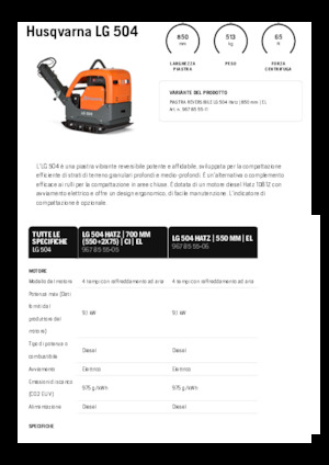 Rewersyjne Zagęszczarki / płyty wibracyjne Husqvarna LG 504