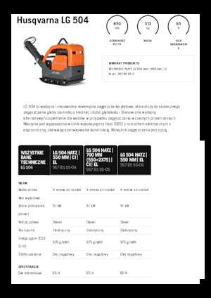 Rewersyjne Zagęszczarki / płyty wibracyjne Husqvarna LG 504