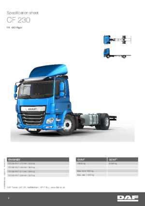 Ciągniki siodłowe ze sztywnym podwoziem DAF CF 230 FA