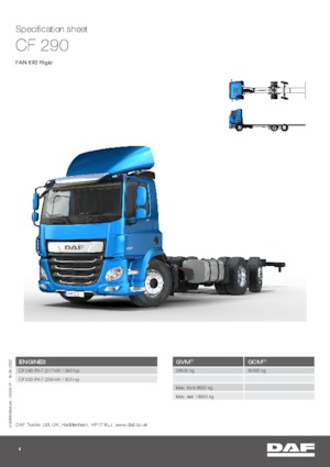 Ciągniki siodłowe ze sztywnym podwoziem DAF CF 290 FAN