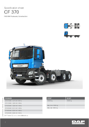 Ciągniki siodłowe ze sztywnym podwoziem DAF CF 370 FAD Construction