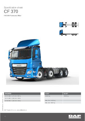 Ciągniki siodłowe ze sztywnym podwoziem DAF CF 370 FAD Mixer