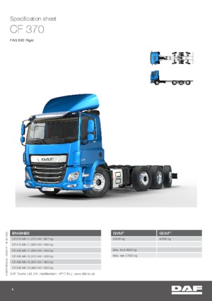 Ciągniki siodłowe ze sztywnym podwoziem DAF CF 370 FAQ