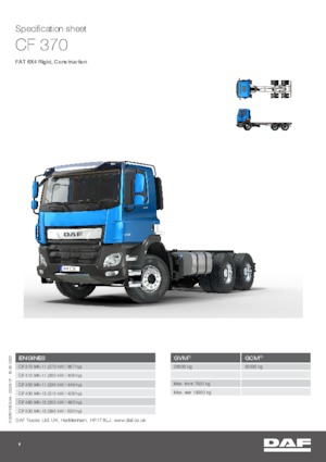 Ciągniki siodłowe ze sztywnym podwoziem DAF CF 370 FAT Construction