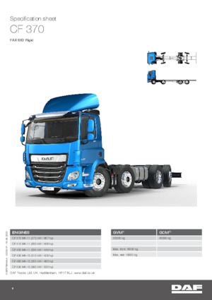 Ciągniki siodłowe ze sztywnym podwoziem DAF CF 370 FAX