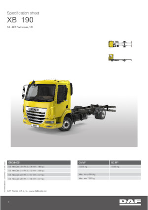 Ciągniki siodłowe ze sztywnym podwoziem DAF XB 190 FA 10t