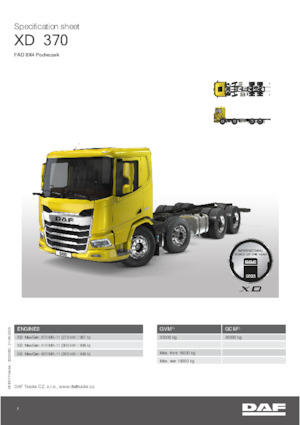 Ciągniki siodłowe ze sztywnym podwoziem DAF XD 370 FAD