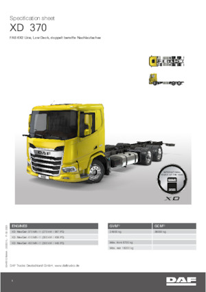 Ciągniki siodłowe ze sztywnym podwoziem DAF XD 370 FAS Low Deck