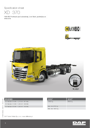 Ciągniki siodłowe ze sztywnym podwoziem DAF XD 370 FAS Low Deck