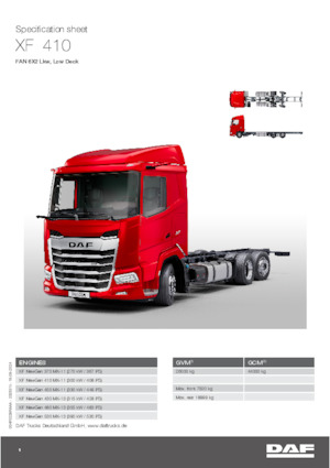 Ciągniki siodłowe ze sztywnym podwoziem DAF XF 410 FAN Low Deck