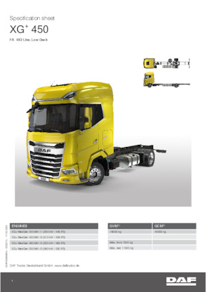 Ciągniki siodłowe ze sztywnym podwoziem DAF XG+ 450 FAR
